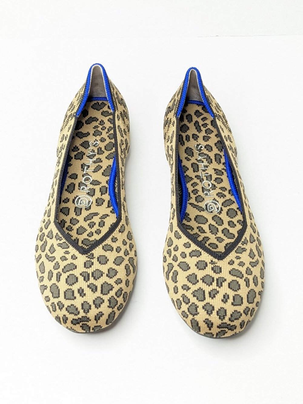 Rothy's The Flat Casual Slip-On Flats Spotted Leopard Print Knit Womens 9